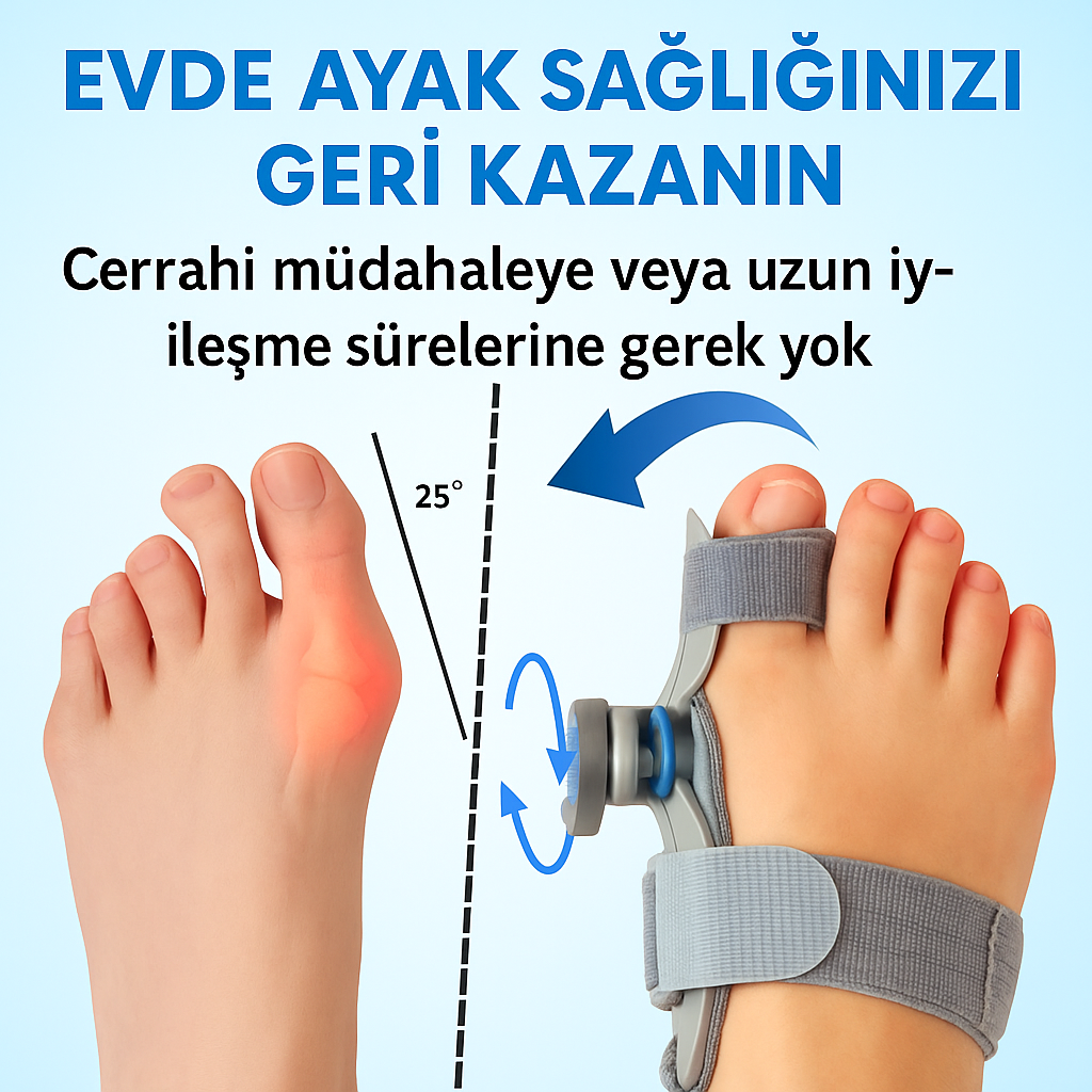 ValgusPro halluks valgus düzeltici – ameliyatsız bunyon tedavisi, ayak parmaklarını yeniden hizalayan ortopedik aparat.