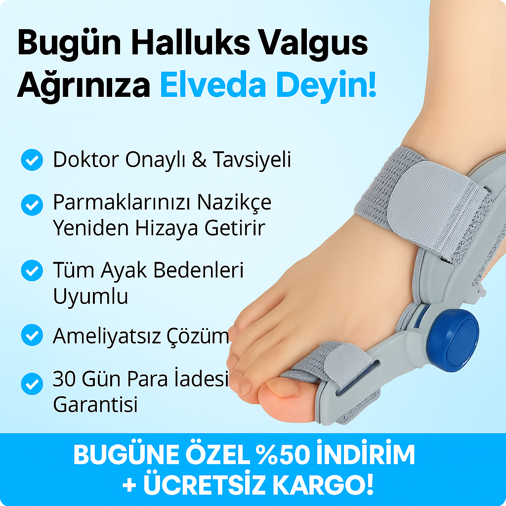  "ValgusPro halluks valgus düzeltici, ayak başparmağı ağrısı çözümü" yazın.